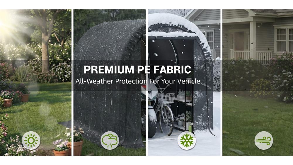 8ft. Lx6ft. Wx7ft. H Metal Carport, Outdoor Bike Storage Shed, Bike Storage Tent, Waterproof and Offering All-weather Protection, Can Accommodate Bicycles, Motorcycles and Gardening Tools