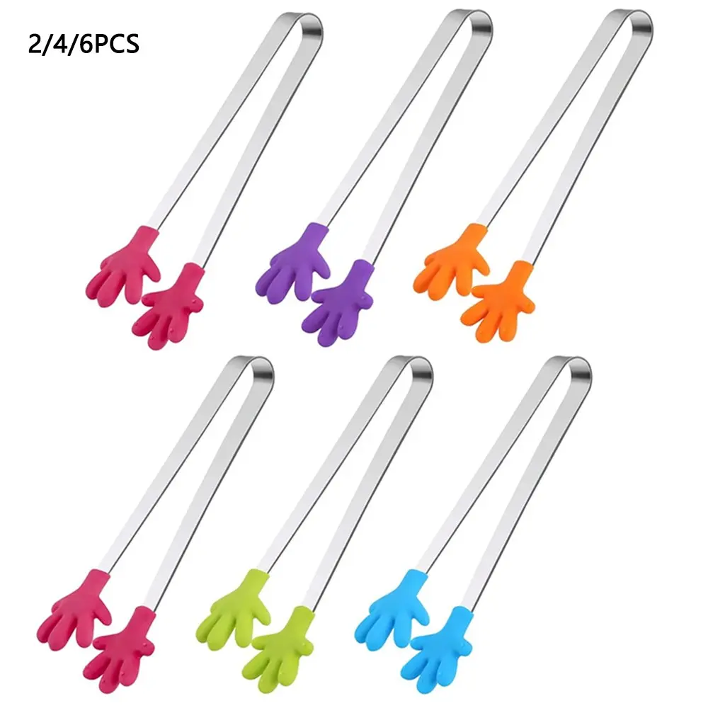 Small Tongs, 5" Mini Metal Tongs for Serving Food, Cute Kitchen Tool, Kitchen Gadgets for Candy, Snacks, Chips, Cookies, Appetizers, Fruit, Pickles & Ice Cubes, Great for Party, Buffet & Dessert Table