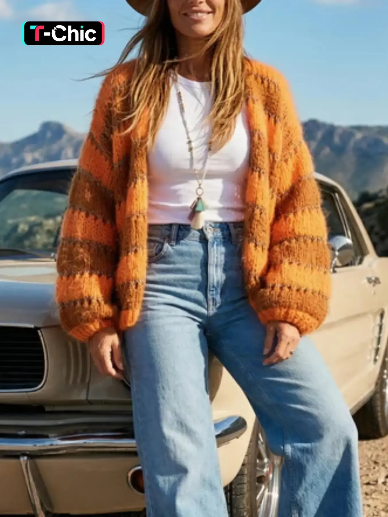 Women's Striped Knit Cardigan, Long Sleeves Front Open Fall Boho Sweater Coat, Perfect for Commute and Outdoors, Stylish, Casual and Comfortable