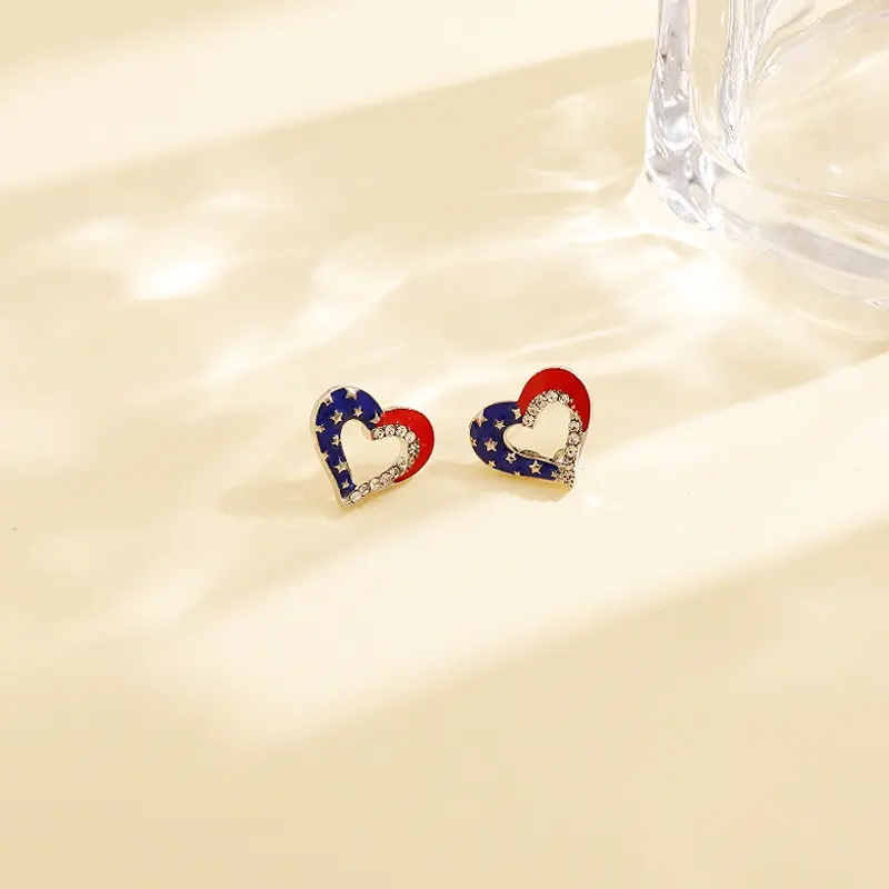 1 Pair of European and American Alloy Drip Bow American Flag Fashion Exquisite Popular Stud Earrings