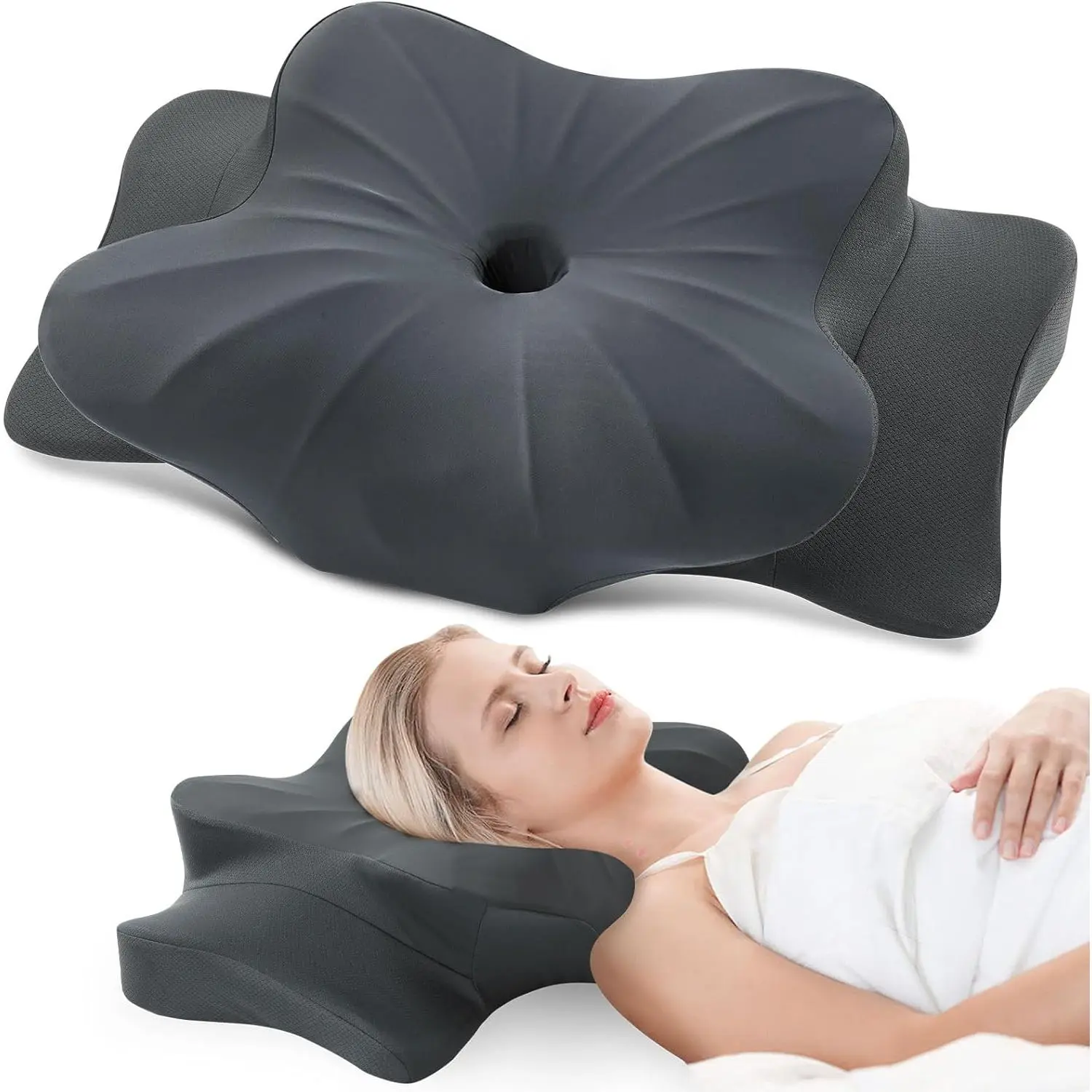 Cervical Pillow for Neck and Shoulder Pain Relief, Cooling Pillow, Dual-Ergonomic Neck Pillow for Side Back Stomach Sleepers with Removable Pillowcase