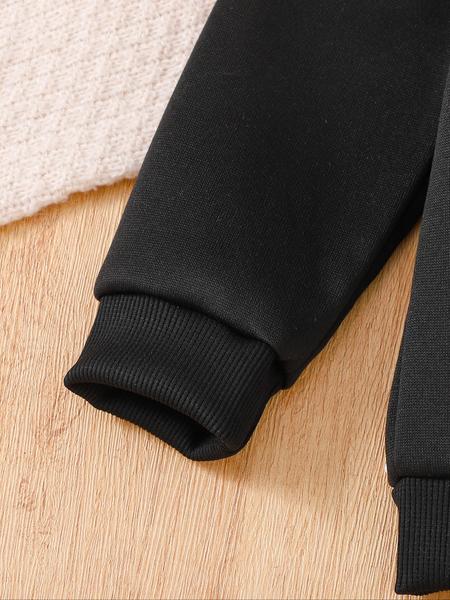 Autumn Winter Kids Hooded Sweatpants Set, Cute Cherry Letter Print, Fitted Casual Style, Thick Fabric, Perfect for Fall & Winter Seasons