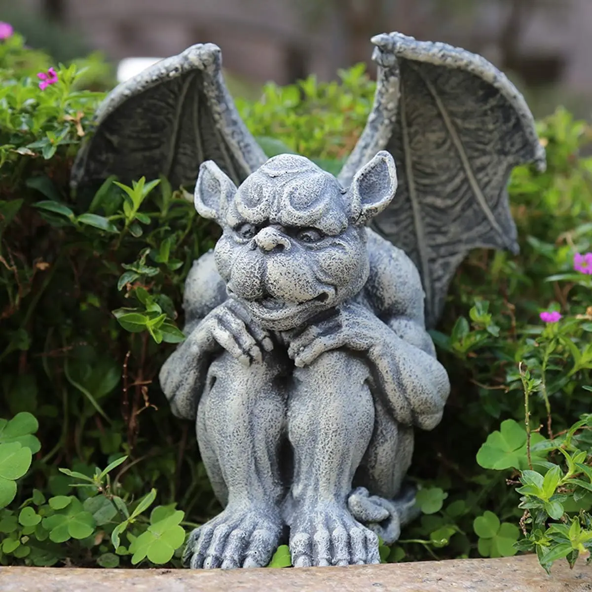 Gargoyle Statue Outdoor Garden Decor, Guardian Sculpture Figurine 7" | Goth Garden Decor, Gothic Outdoor Decor Ornament for Patio Yard Lawn, , Gifts for Gargoyle Collector Halloween