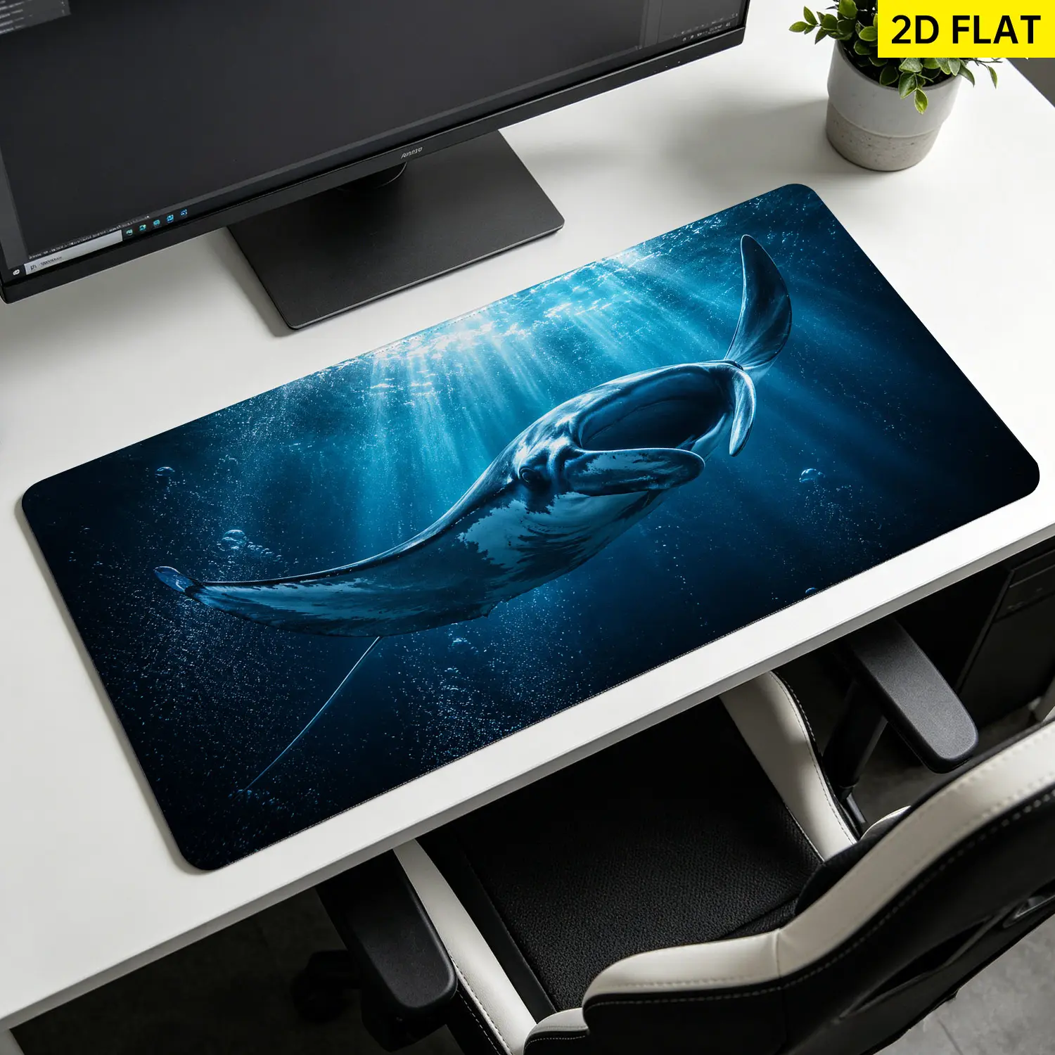 Extra Large deep sea manta ray Mouse Pad,Non Slip Rubber Pad,Desktop Decoration Drotection Pad,Washable,Lock Edge Multi Size,Premium Multipurpose Mousepad For Home,Office,Gift for Family and Friends