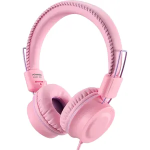 M2 Kids Headphones Wired Headphone for Kids,Foldable Adjustable Stereo Tangle-Free,3.5MM Jack Wire Cord On-Ear Headphone for Children/Teens/Girls/School/Kindle/Airplane/Plane/ (Pink)