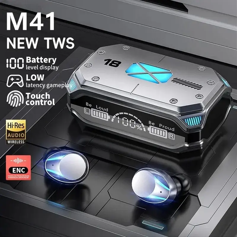 M41 Mech Style Bluetooth-compatible Earphones, TWS HiFi Stereo, Digital Display, Wireless High-Quality Sound, Long Battery Life, In-Ear Universal Noise-Canceling