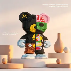 Graffiti Trendy Ghost Bear 3D Puzzle Building Block Decor, Home Office Shelf Decoration, Party Gift, Holiday Decor, Handmade Craft