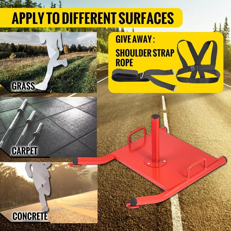 Power Speed Sled Push/Pull Weight Sled Crossfit Football Training HD w/Harness Home Gym Equipment Adjustable