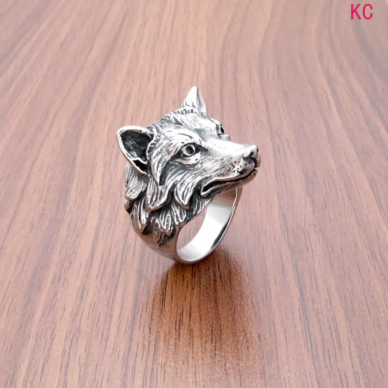 Wolf Head Open Ring, Men's Hip‑hop Finger Ring, Vintage Bold Exaggerated Design For Trendy Daily Styling