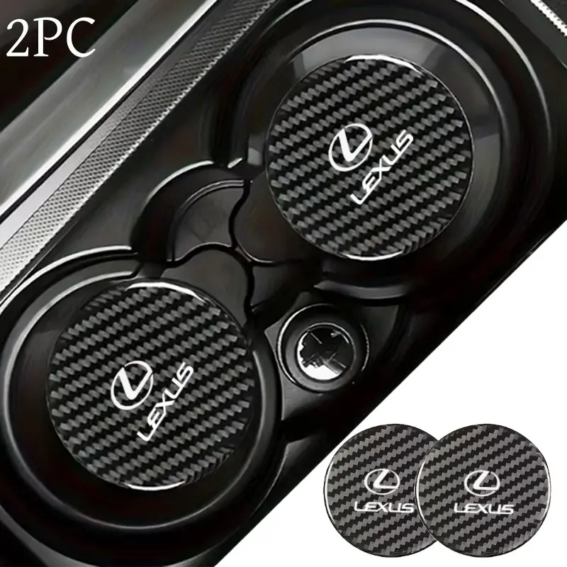 2pc Carbon Fiber Cup Mat Set, Resin Car Interior Decoration, Easy Clean, Non-Slip, Durable, Car Accessories for Lexus