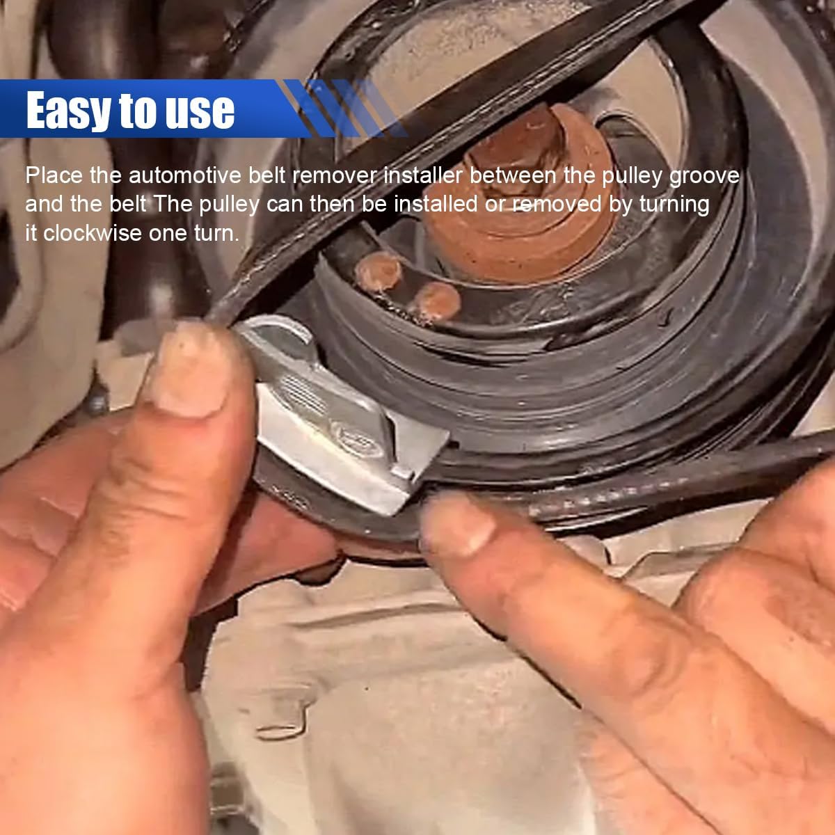 2PCS Stretch Belt Mate Kit, Serpentine Belt Tool for Timing Belt, Auxiliary Pulley Belt Removal Tool, Metal Stretch Belt Remover Installer Tool Kit for Car Trolley Truck Cart Belts