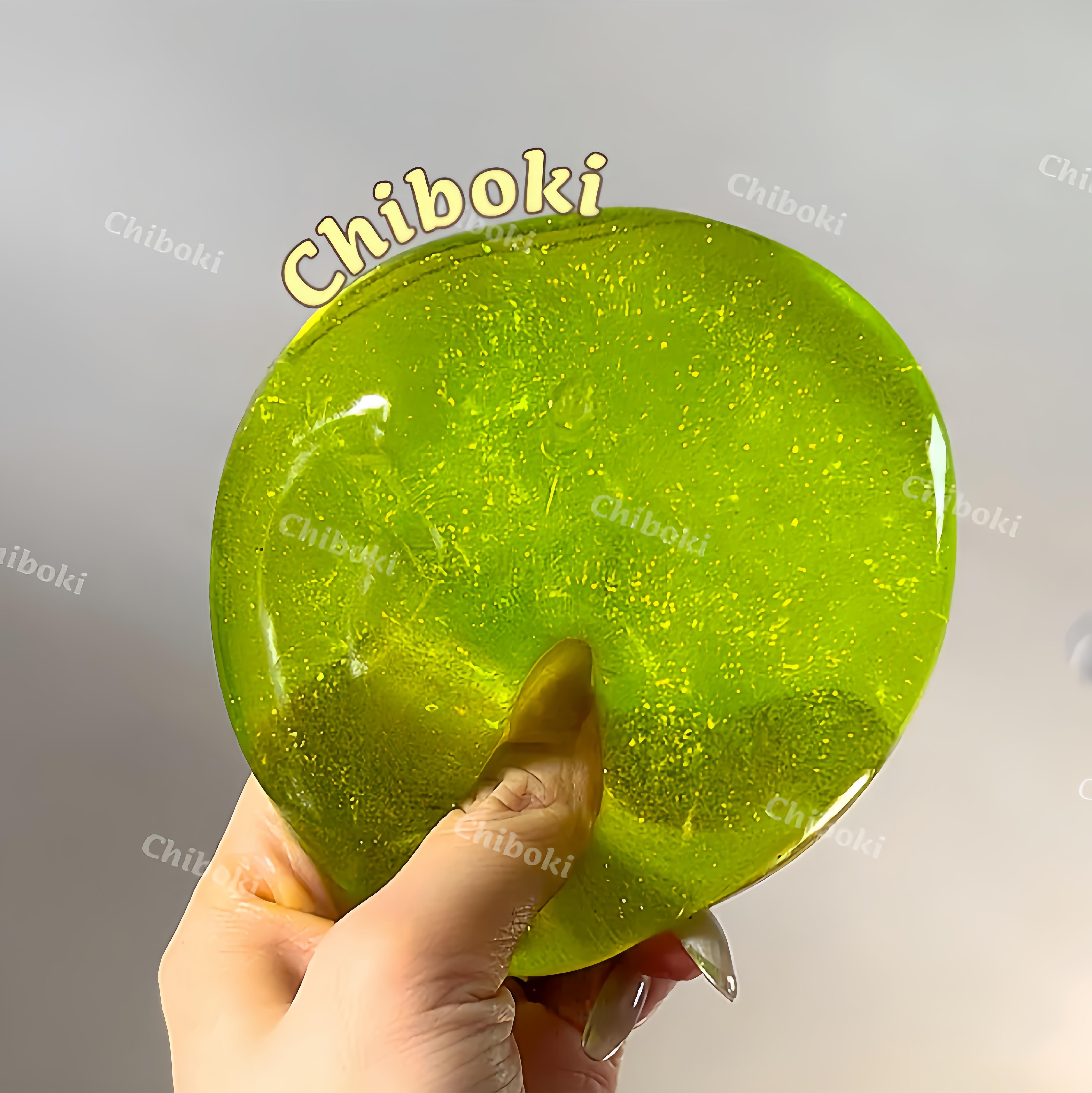 Glitter Green Apple Squishy - Moldable Non-Rebound Vaseline Fidget Toy| Sparkly Crystal Stress Ball