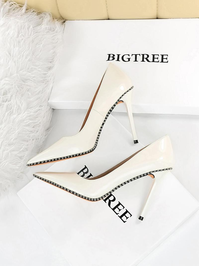 Women's Fashionable Rivet Decorated Stiletto Heels, Elegant Pointed Toe High Heel Shoes for Party, Banquet, Daily Clothing Decor for Women & Girls, Classy Stiletto Heels