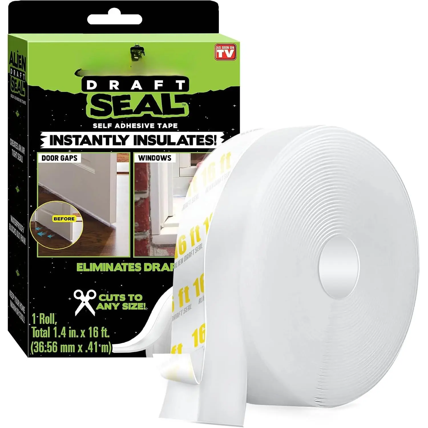 Draft Seal Insulation Tape Transparent  Weather Stripping Seal Strip and Under Door Draft Stopper for Windows and Door Bottoms As Seen  TV(1 Roll - 16 )