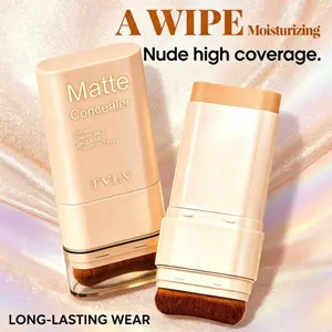 Matte Concealer Stick | 2 in 1 High Coverage Concealer with Brush | Moisturizing Long Lasting Waterproof Full Coverage for Dark Circles & Blemishes