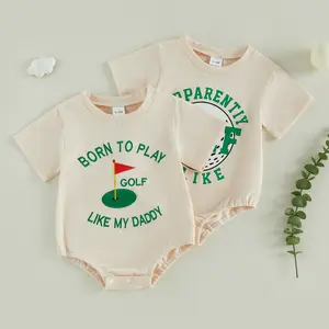 PYBCVRRD Infant Baby Boy Girl Romper Golf Themed Print Short Sleeve Onesie Bodysuit Jumpsuit Casual Summer Clothes 0-18 Months