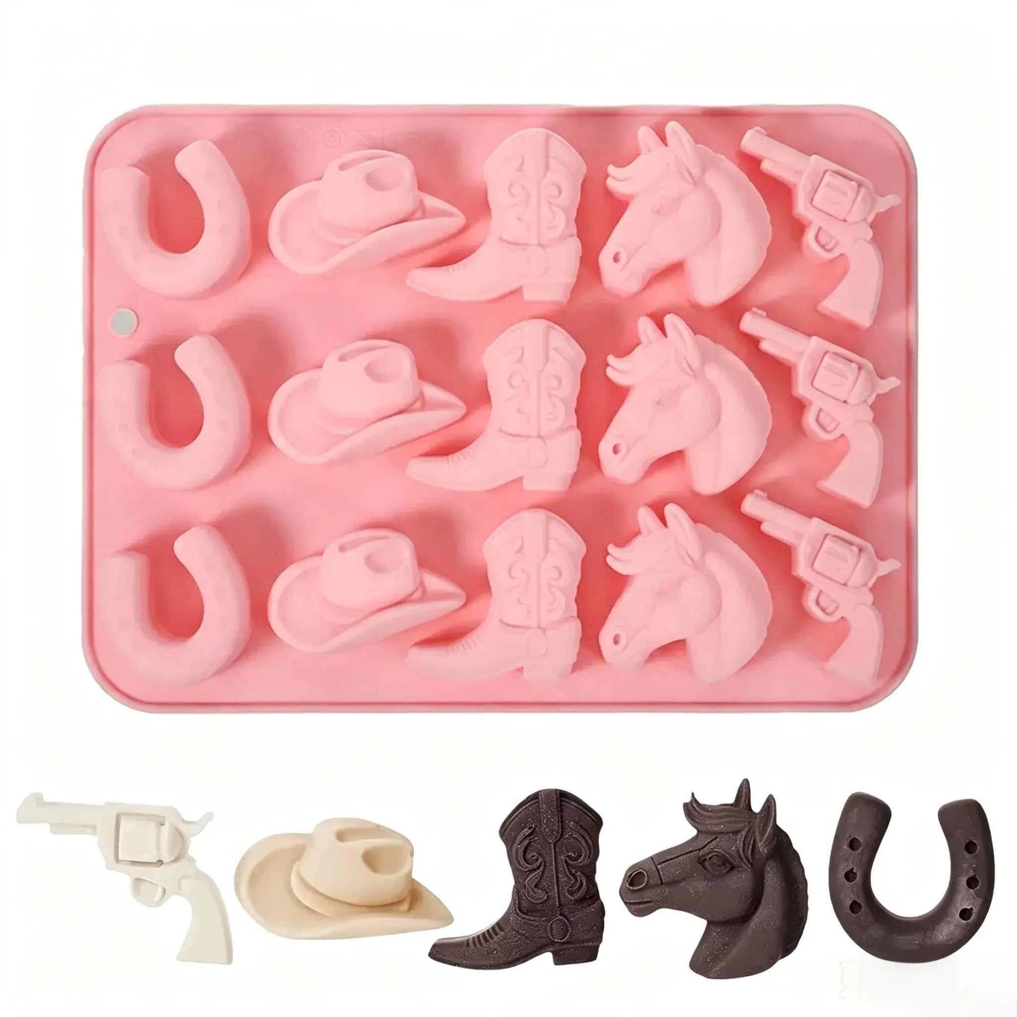 Cowboy Theme Silicone Mold, Food Grade Chocolate Mousse Mold, Easy Release Baking Mold, Ice Cube Mold, Jelly Mold, Soap Making, Candle Crafting