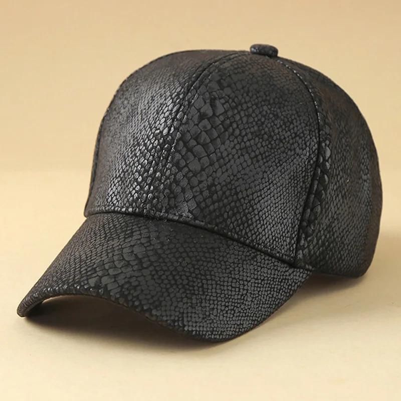 Men's High Quality Leather Baseball Cap with Adjustable Snap Closure Outdoor Activities, Adjustable Baseball Cap