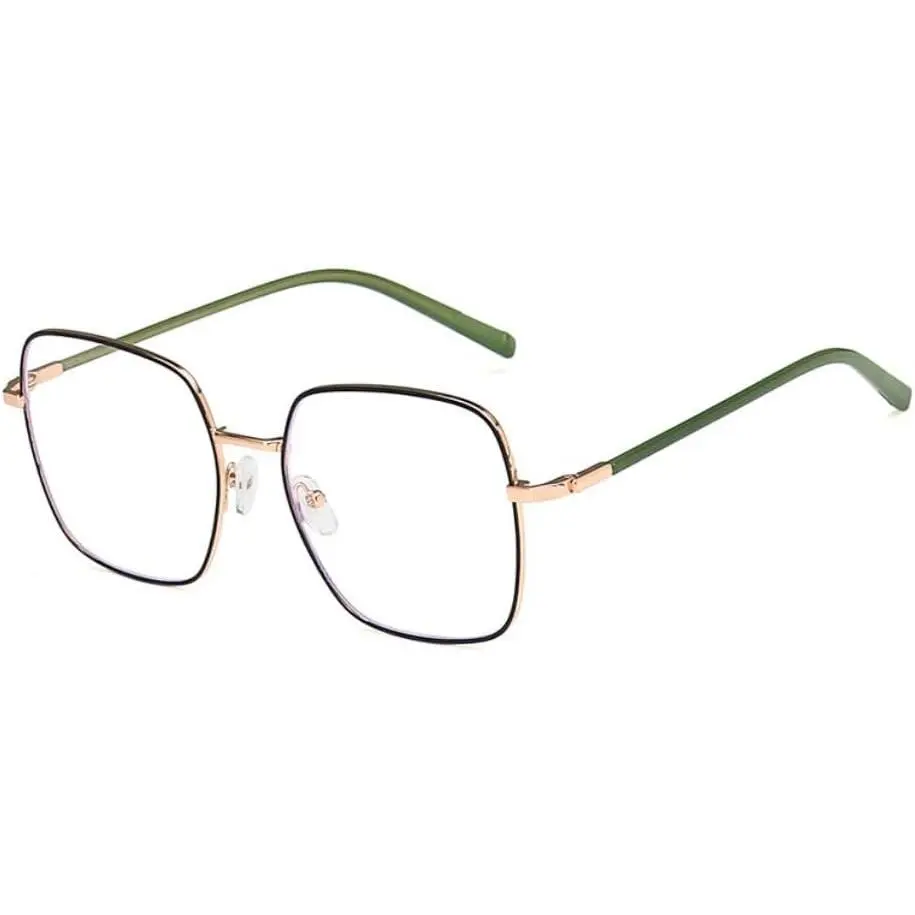 Classic woman's metal big  nerd glasses frame Clear lenses