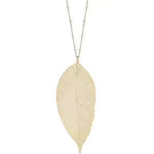 Filigree Long Leaf Pendant Dangle Necklace and Earring Jewelry Set Fashion for Women