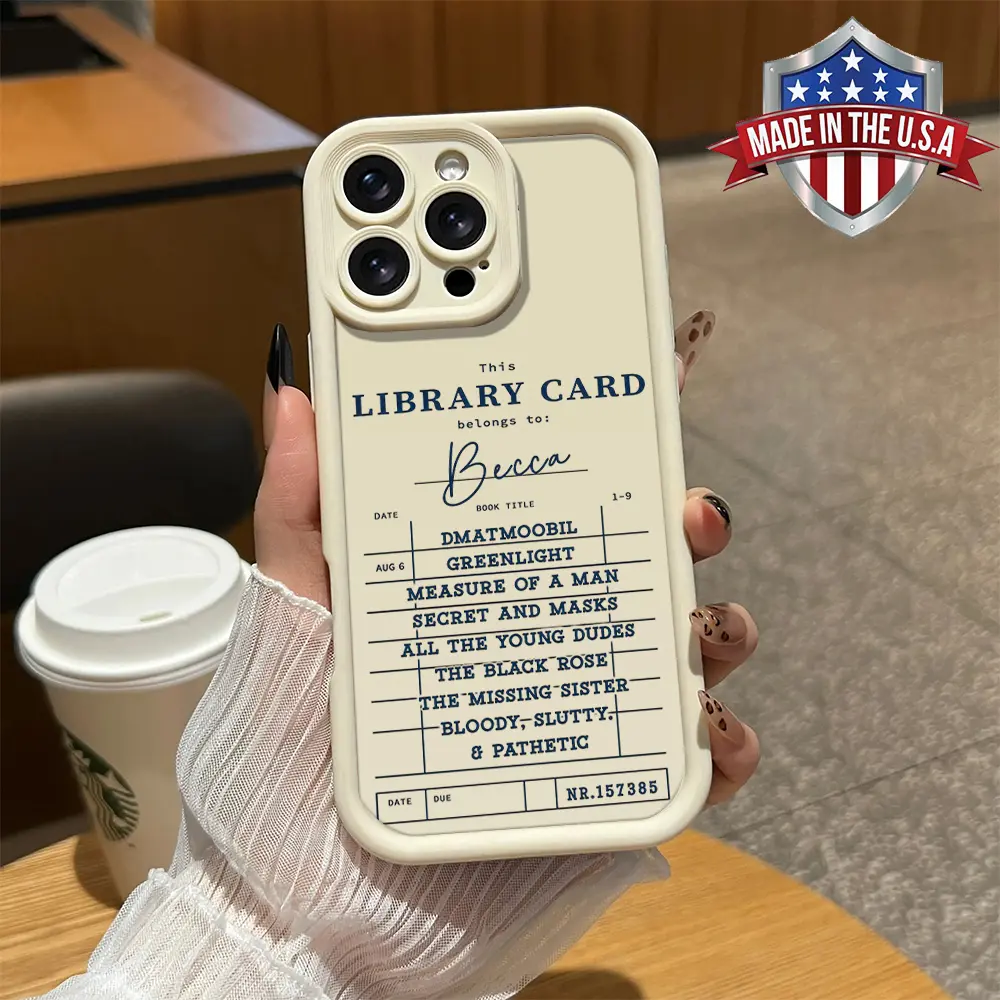 Vintage Library Card Book Lover Aesthetic Phone Case For iPhone 17 16 15 14 Pro Max 13 12 11 XR XS Plus Air Slim Shockproof Anti Drop Soft TPU Protective Cover Gift for Readers Birthday Christmas Valentine