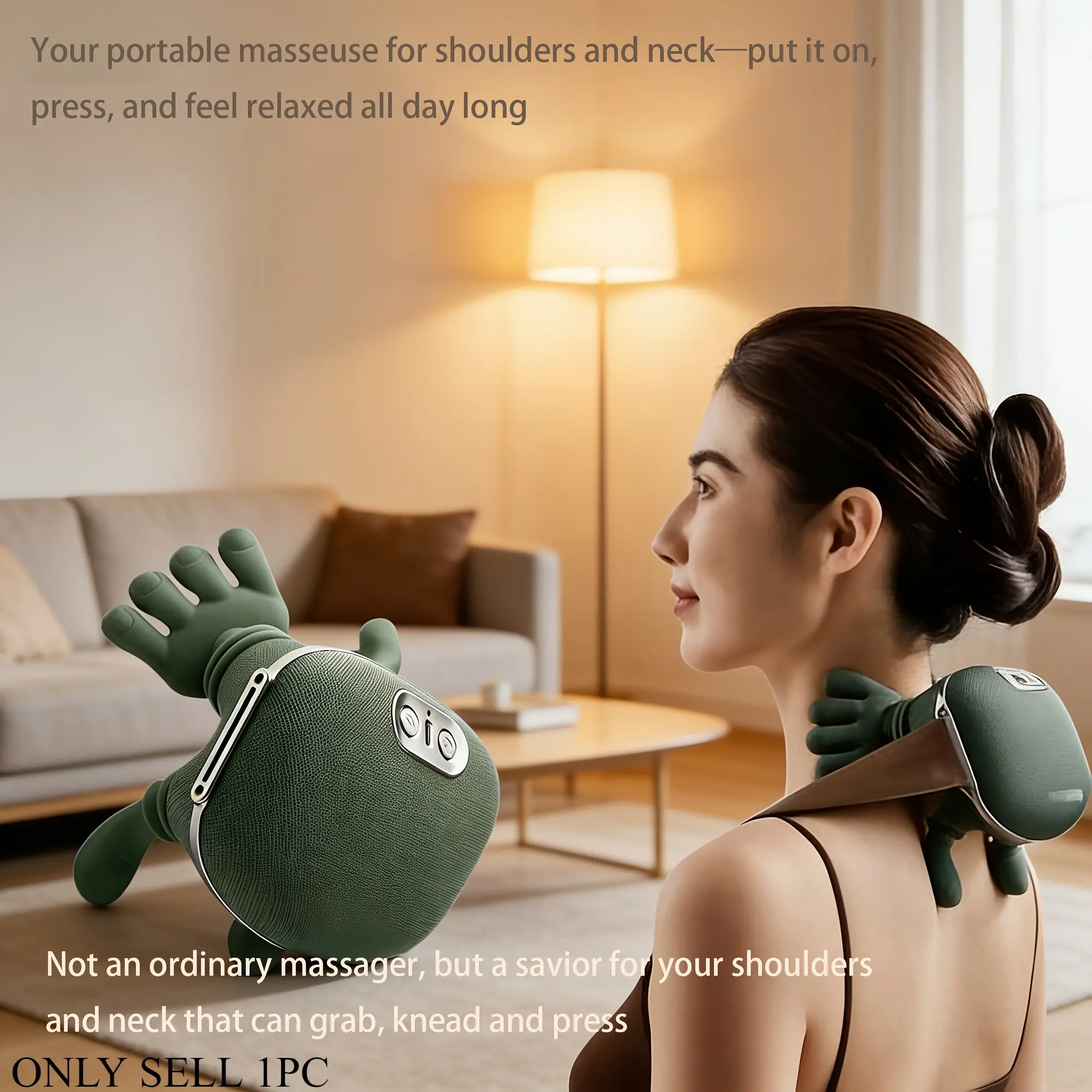 1pc Shoulder Neck Massager, Wireless Electric Massage Device, 3D Deep Pressure, Adjustable 3 Settings, Suitable for Men and Women, Portable Massagers