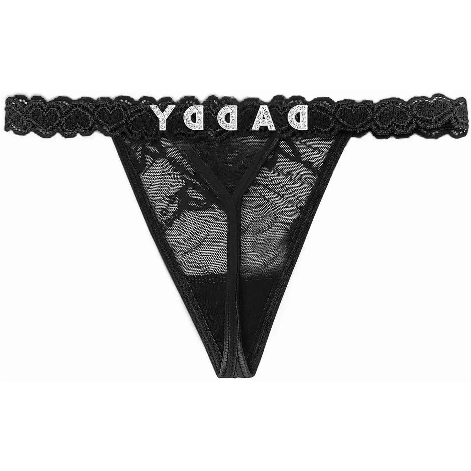 Custom Name Women's Thongs with Funny Rhinestone Letters, Personalized Underwear Panties for CouplesGift