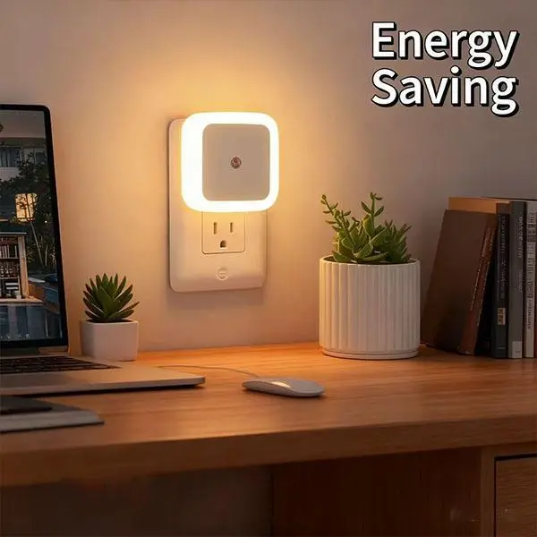 6 Pack LED Night Lights with Dusk-to-Dawn Sensor Warm White Plug-In Lights for Kids' Room Bedroom Bathroom Nursery Stairs & Hallway Home Lighting