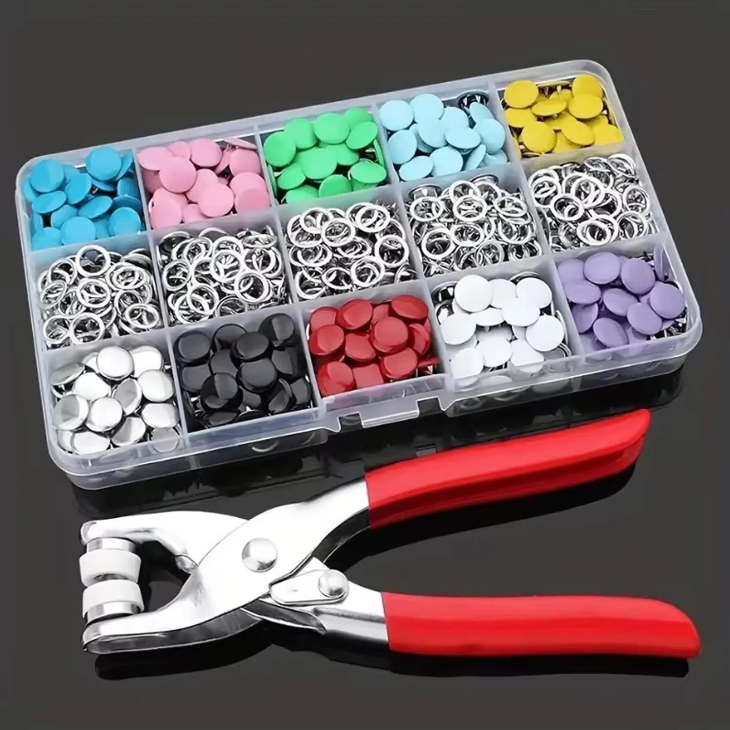 Seamless Pentagon Buckles, 9.5mm Colorful Solid Hollow Set, Metal Snap Buttons, Parent-Child Hooks, Durable Fasteners for Clothing