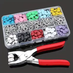Seamless Pentagon Buckles, 9.5mm Colorful Solid Hollow Set, Metal Snap Buttons, Parent-Child Hooks, Durable Fasteners for Clothing