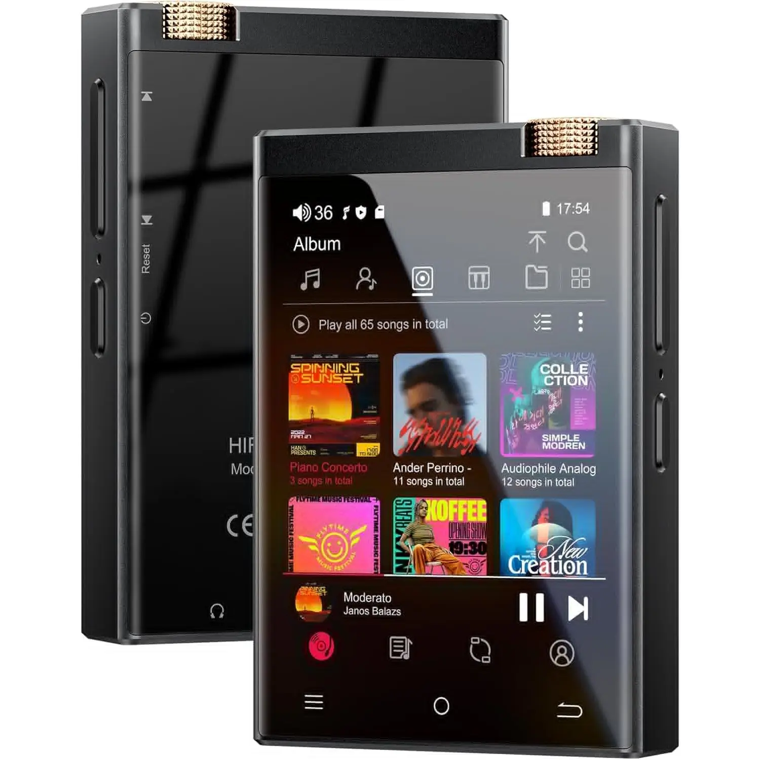 HiFi MP3 Player with Bluetooth, WiFi and Wireless, Oilsky Lossless DSD High-Resolution Digital Audio Music Player, High-Resolution Portable Audio Player with 64GB Card, Supports up to 1TB