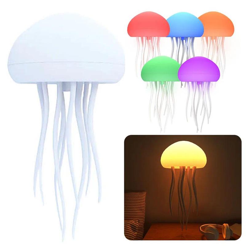 Jellyfish Design LED Lights for Bedroom, Voice-controlled Novelty Desk LED Light, USB Rechargeable RGB Color Changing Desktop Lamp, Cozy Lighting for Home Bedroom Living Room Decor, LED Lights, Modern Nighstand Lamps