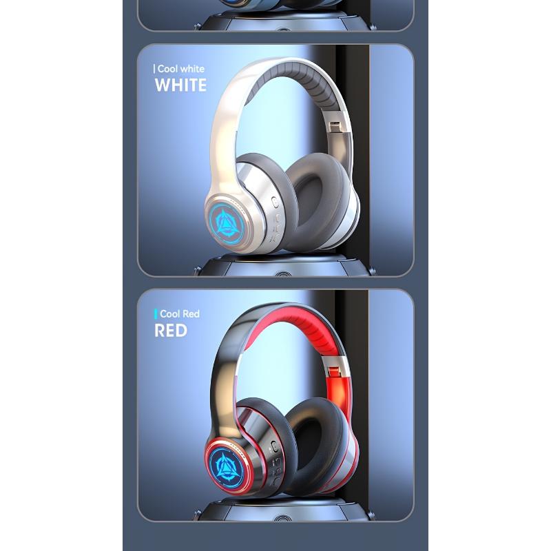 Extra-long Standby 200 Hours Gaming Headset, With LED Lights, Wireless 5.0 Chip, 99D Surround Sound, Noise-cancelling Voice, Push Button Volume Control, Type-C Plug, Rechargeable Lithium Polymer Battery, Mobile Phone Compatible, Video Game