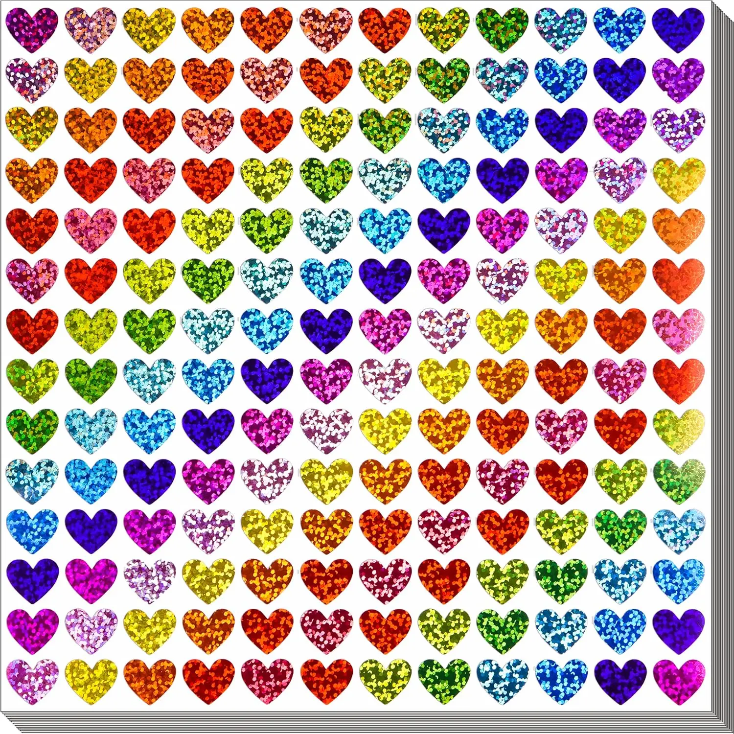 2500 count Heart Stickers 0.6 Inch Glitter Colored Stickers for ' Rewards Classroom Self Adhesive Small Sticker for Envelope Seal Birthday Wedding Teachers   Scrapbooking