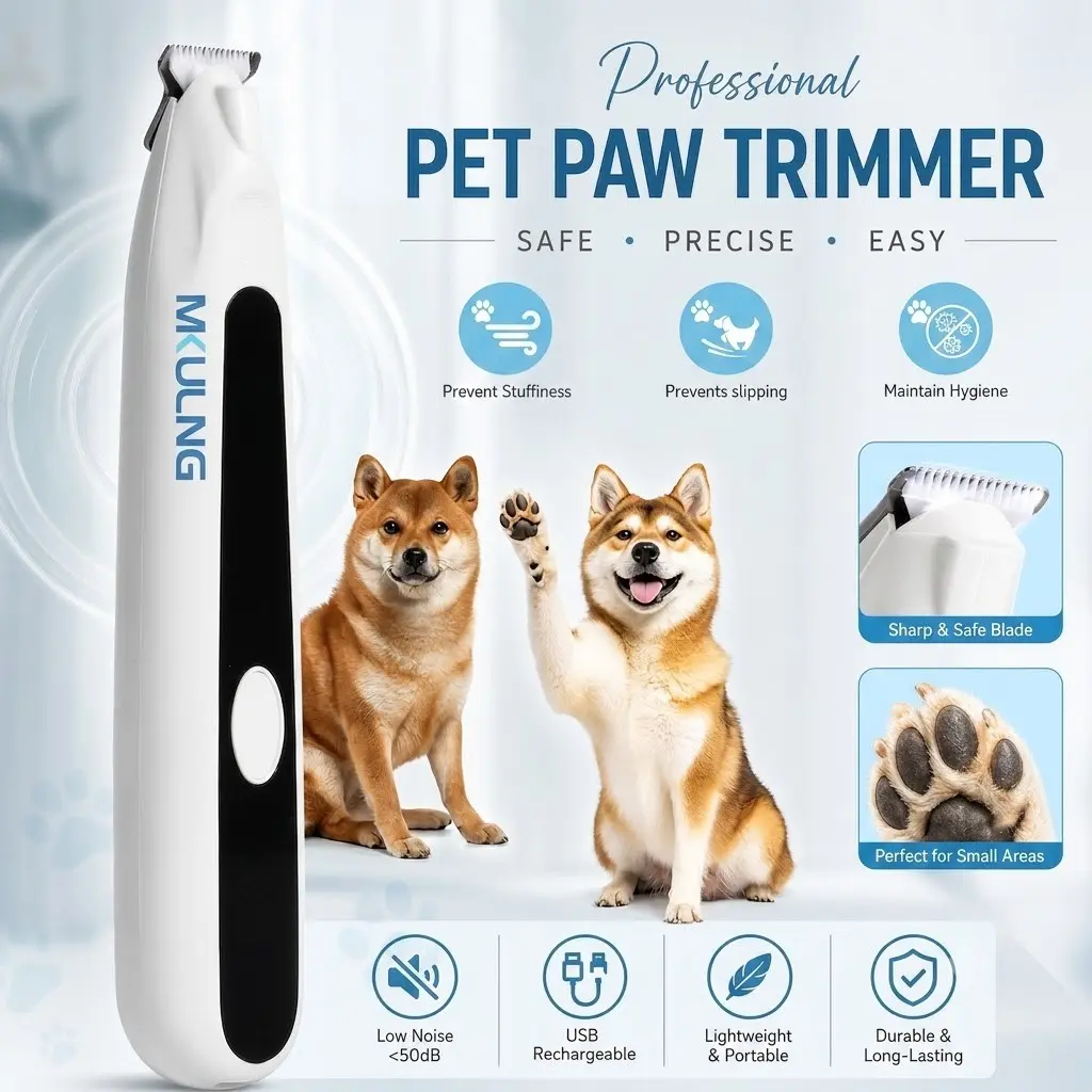 Mini Cordless Portable Pet Trimmer with LED Light, Low Noise Design, Ideal for Dogs Cats, Detailed Grooming Tool, Battery Operated