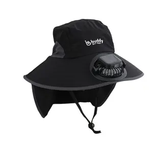 Solar-Powered Wide Brim Fishing Hat Sun Hat with Fan, Women Men Summer UV Protection Wide Brim Caps Bucket Hat Beach Caps Garden Hat for Outdoor Sport Perfect Summer Gift