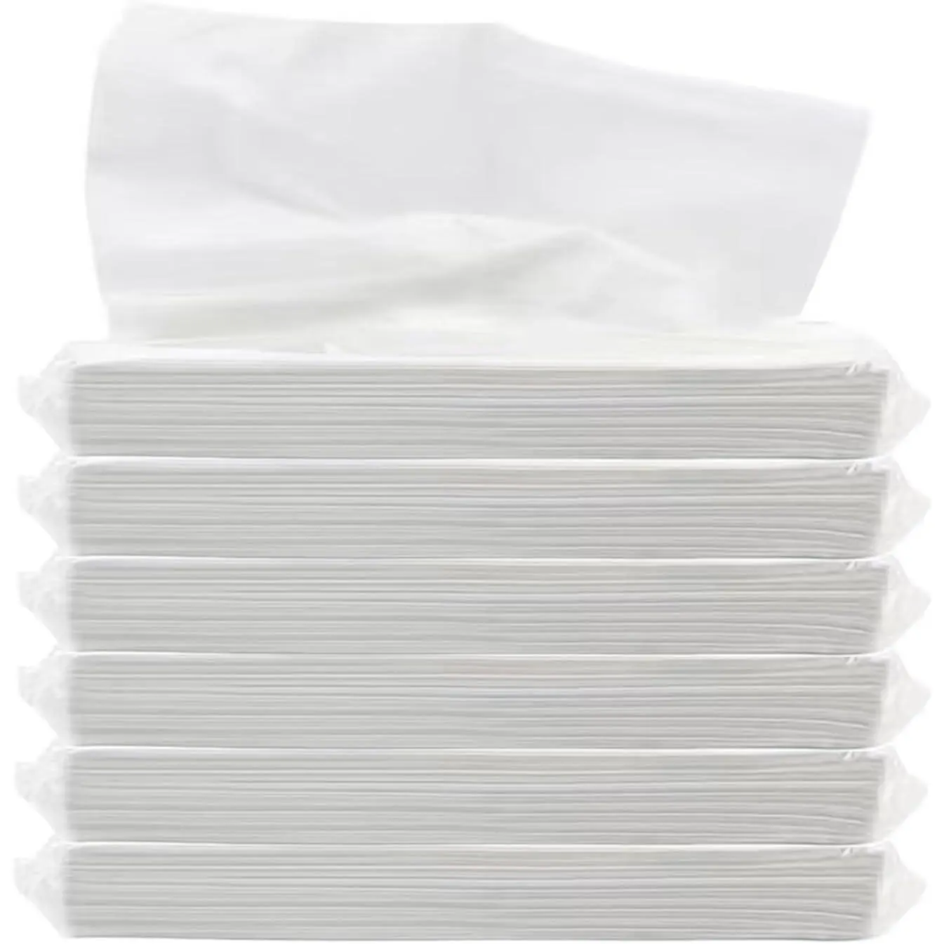 Car Interior Stowing & Tidying Accessory Compact Pulp-Based Disposable Face Tissues - Slit Opening, 50 Sheets/Refill, 300 Sheets Total, Single Use Pocket Tissues for Daily Cleaning, Kitchen Use