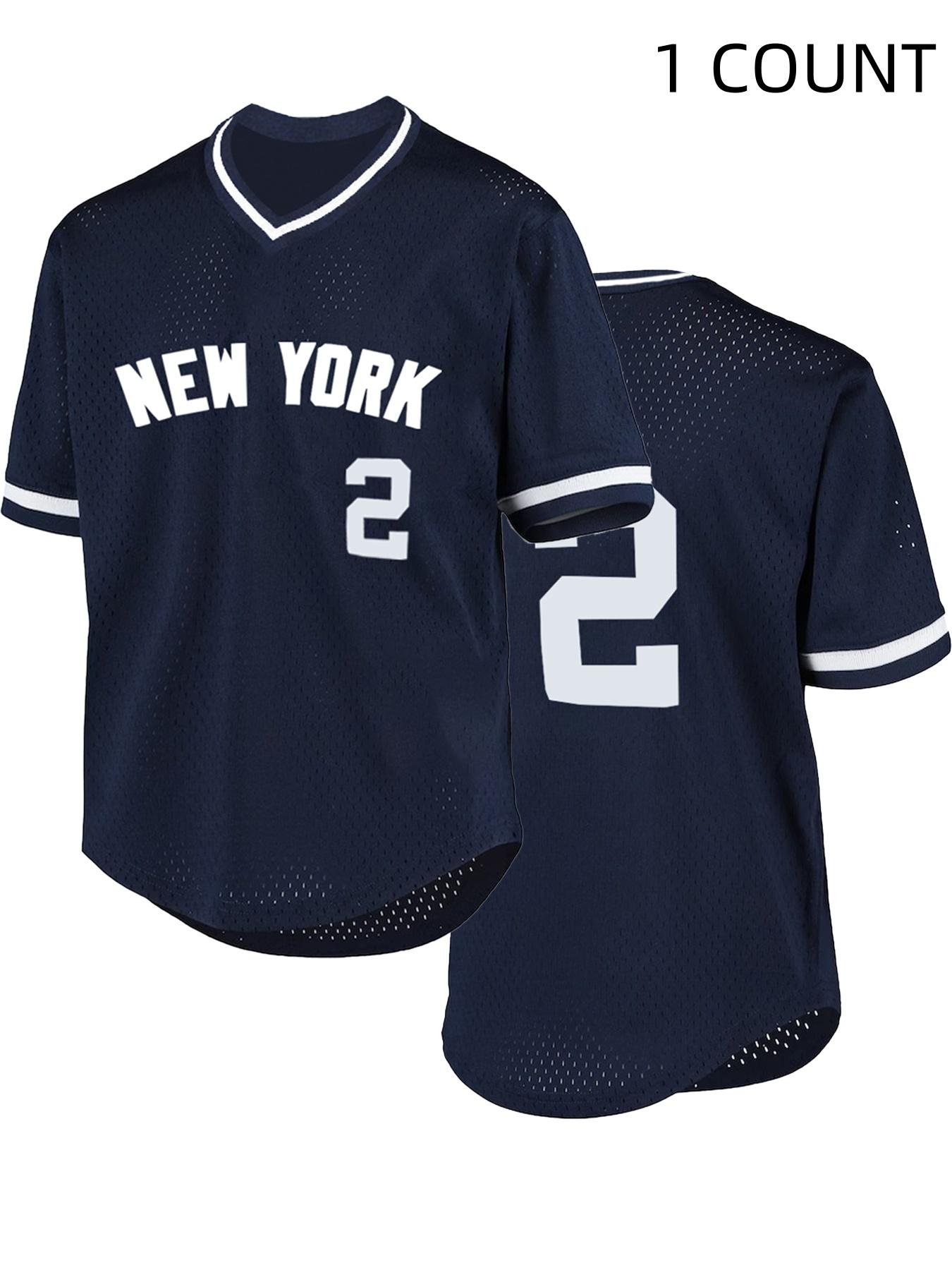 Men's Letter & Number Embroidery Striped Trim Baseball Jersey, Breathable V Neck Short Sleeve Top for Training & Competition, Baseball Clothing for Men