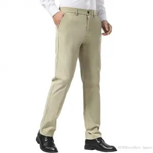 Men's Slim Fit Stretch Khaki Dress Pants, Wrinkle-Free Menswear Bottom Trouser for Business Casual Style, Classic Solid PantsCC39ThreadNest Apparel