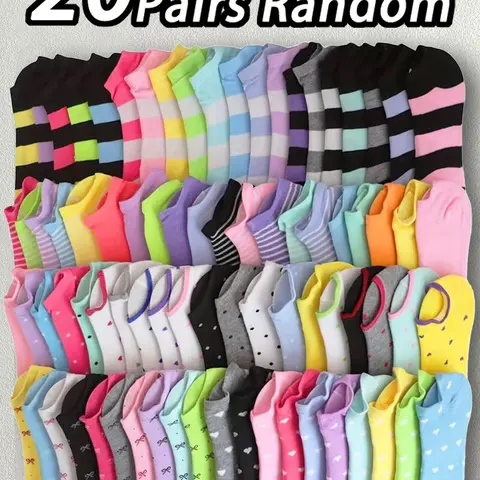 Women's Heart & Striped & Bowknot Print Graphic Ankle Socks, Casual Comfy Breathable Soft Socks for Daily Wear, Ladies Socks for All Seasons, Casual Stylish Socks #GLOBAL PICKS
