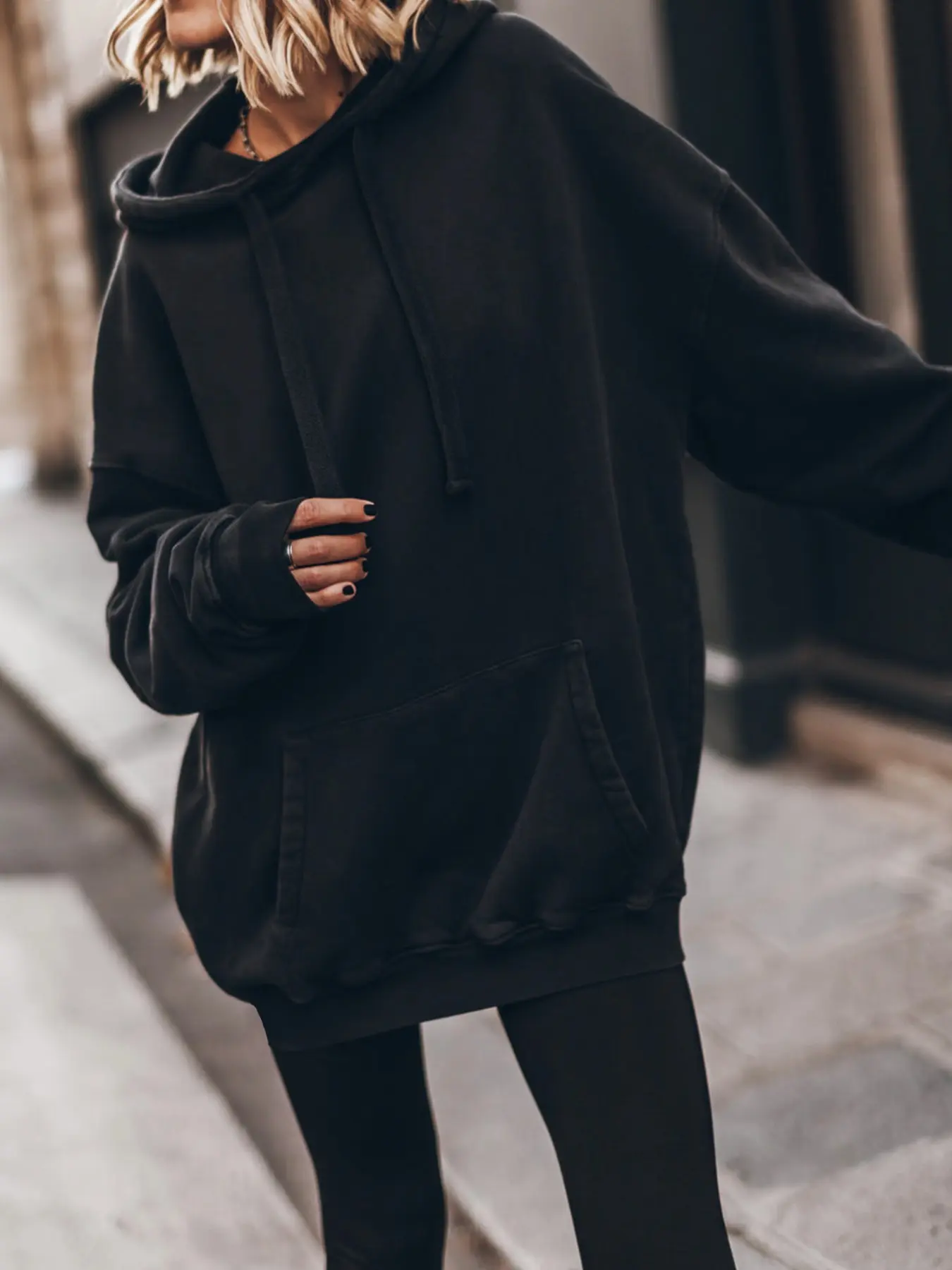 Casual Drop Shoulder Hoodie, Simple and Trendy Slim Fit Hooded Sweatshirt, Stylish and Comfortable Pullover for Daily Wear