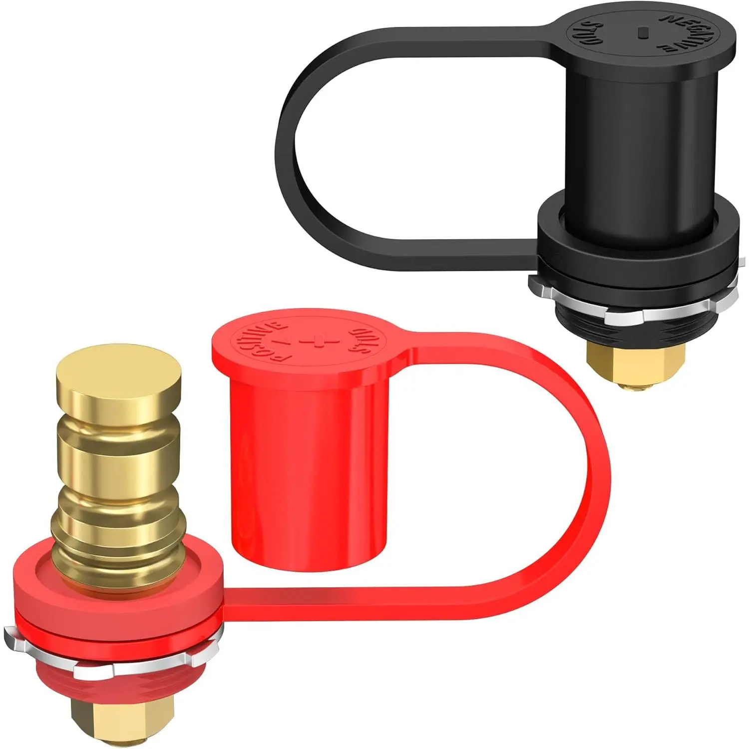 Sturdy Brass Remote Battery Terminals Kit - 3/8" Stud, 250A 12V Rating, Secure Cover, Battery Jump/Charging Post for Car, Auto Truck, Marine Use