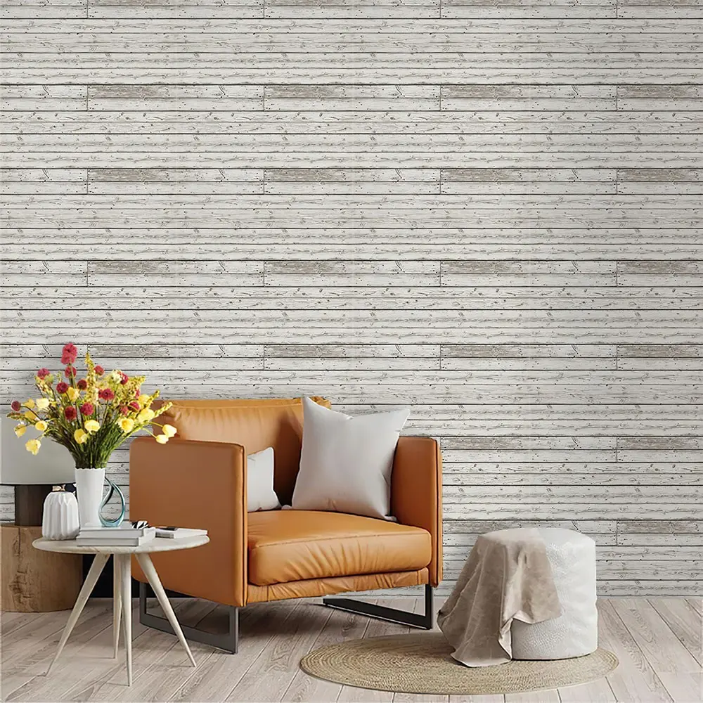Waterproof PVC Wallpaper, Washed Wood Pattern, Mould-Proof, Easy Peel & Stick, Self Adhesive Wallpaper, Ideal for Kitchen/living Room/bathroom Decor