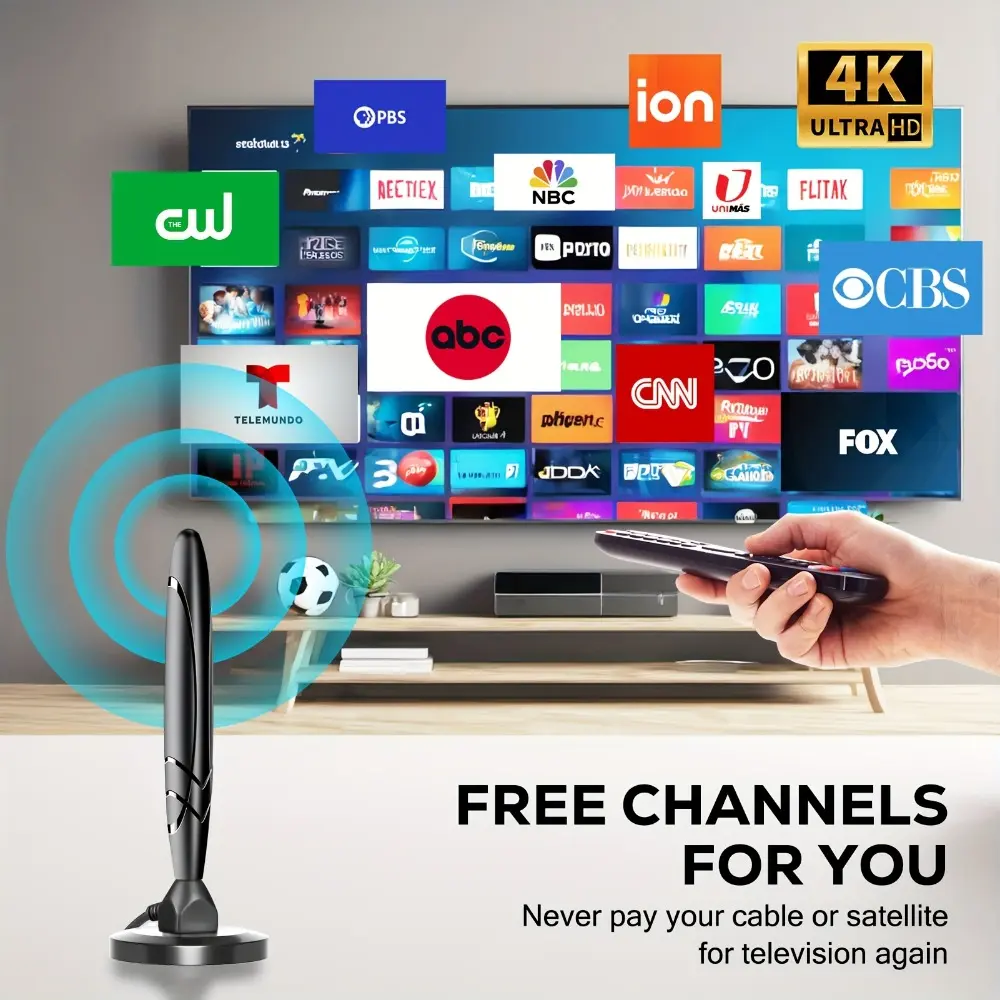 Digital TV Antenna - 2025 high definition indoor smart TV antenna, 360 ° reception, supports 4K 1080P, indoor antenna with signal amplifier, removable amplifier, local channel TV antenna