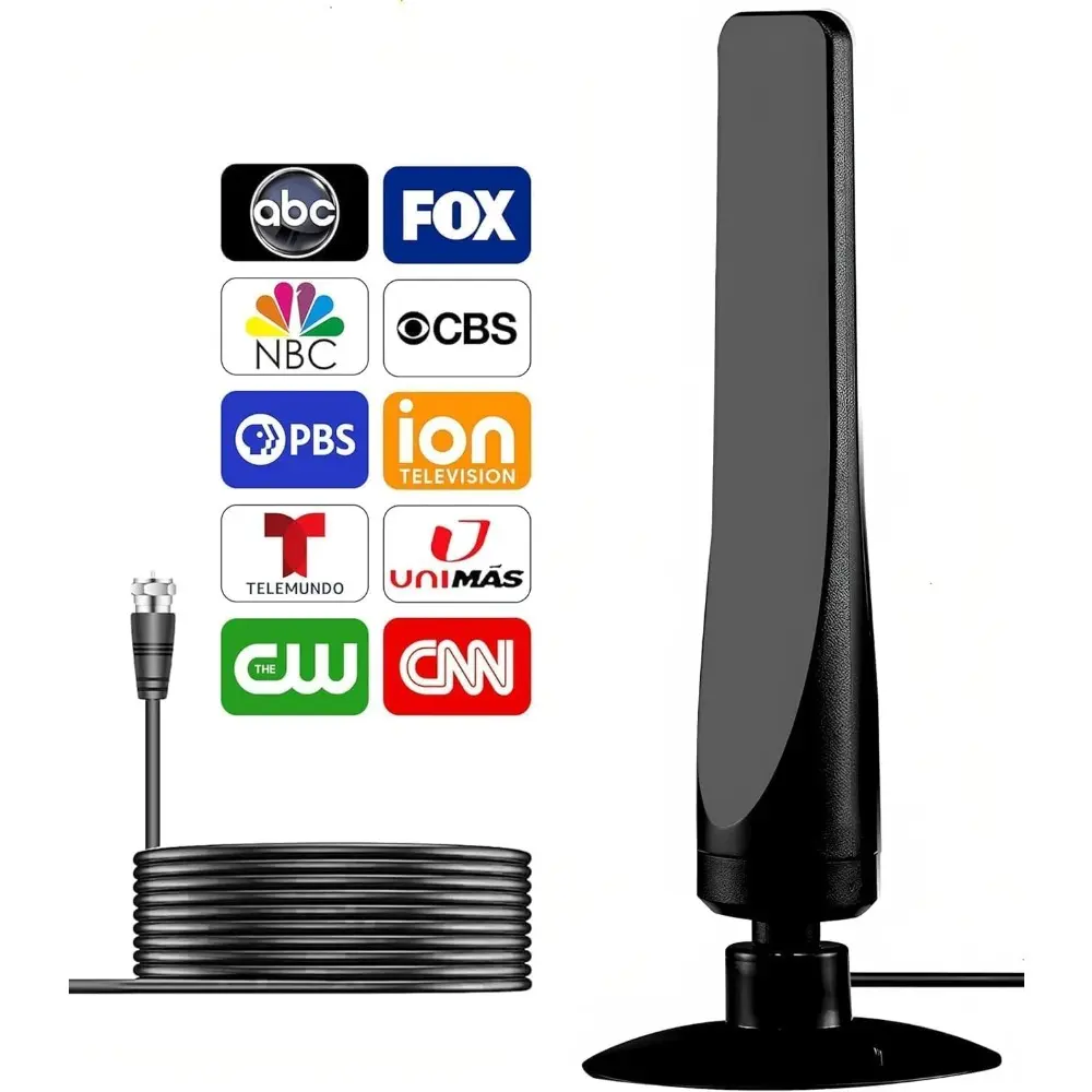 Amplified Indoor/Outdoor Digital TV Antenna with Signal Booster, 8K/4K HD Smart & Analog TV Tuner, Wide Range Reception, Coaxial Cable Compatible, Supports Free Channels, Works with Smart TVs & Older Models