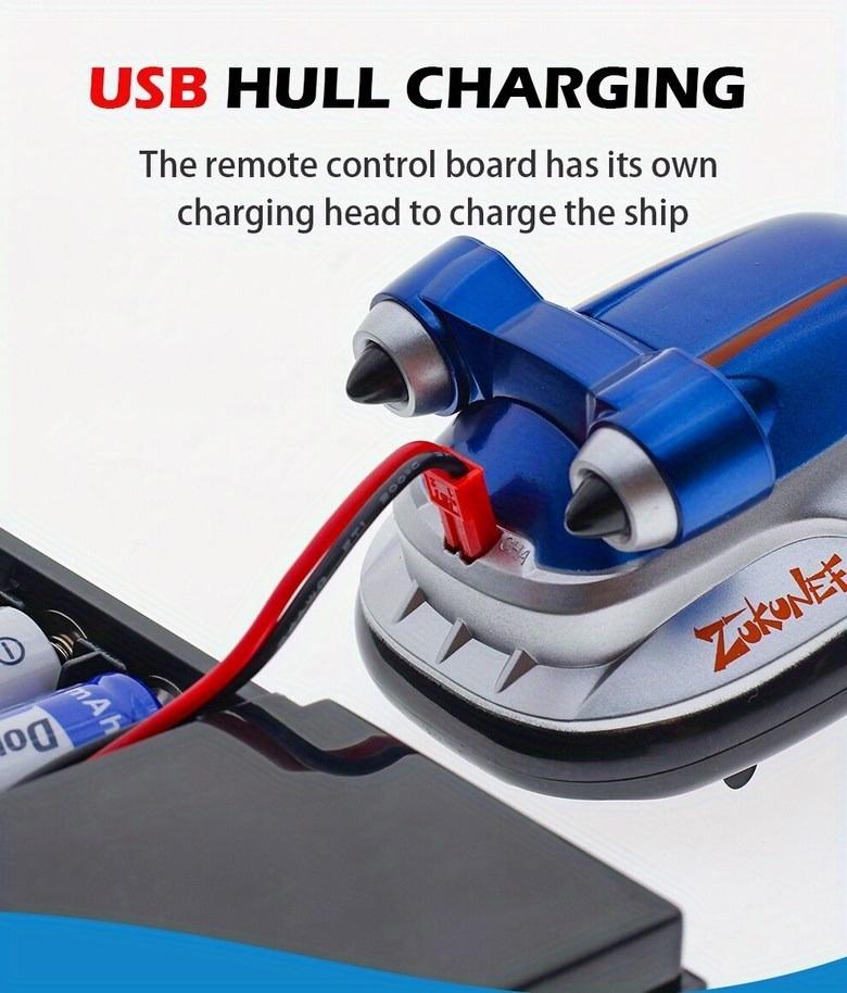 2.4GHz Mini Remote Control Speedboat – USB Rechargeable RC Racing Boat with LED Lights