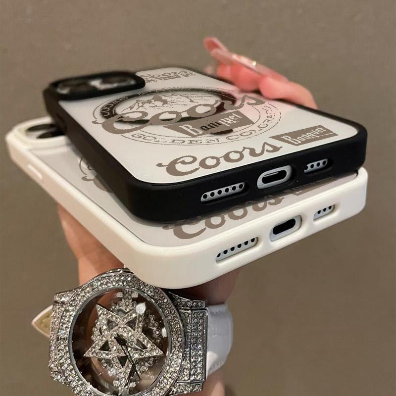 Vintage COORS Letter Pattern Premium Magnetic Phone Cases for iPhone 16 15 14 Pro Max 13 12 11 Plus Smartphone Shockproof Protection Acrylic Cover Cellphone Protective magsafe magnetic case Aesthetic Resistance Casing Protector Silicone White