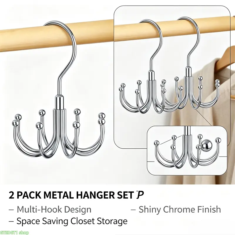 Rotating Metal Bra Hanger (Pack of2) — Compact wardrobe storage solution; a versatile organizer that maximizes space; also suitable for storing bags and accessories (Luggage & Bags category). homedecor