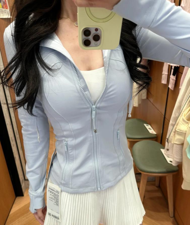 LULU  New hooded jacket for summer, thin, quick drying, slimming, tight fitting, sports and elastic jacket, slim fit