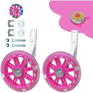 Training Wheels for Bicycle Flash Mute Wheel Compatible for 12 Inch Bikes 1 Pair Light pink